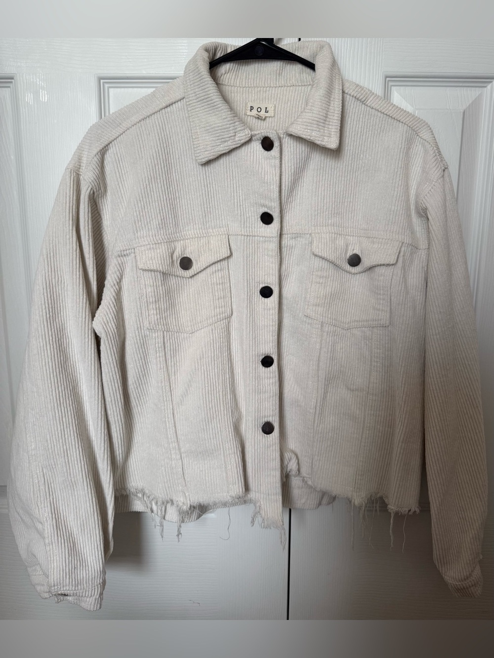 POL Cream Cropped Corduroy Jacket